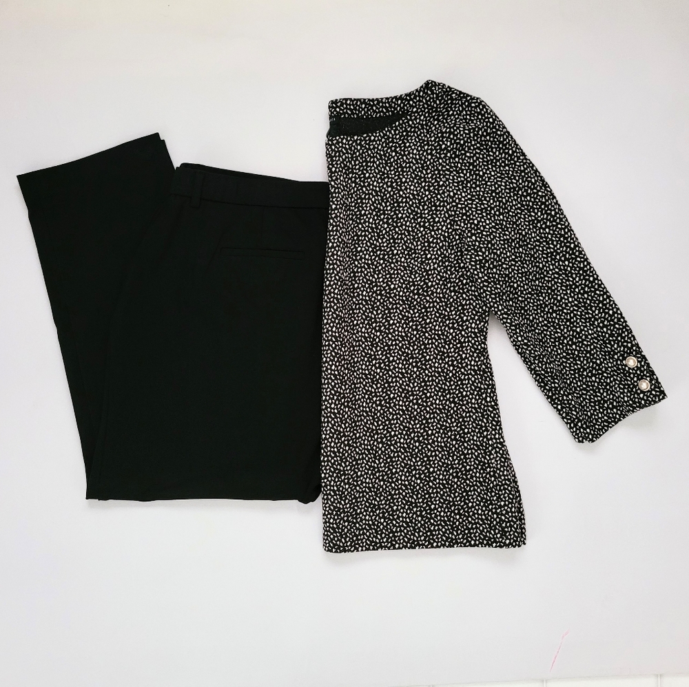 Talbots 2 Piece Cropped Pants Outfit Size Large Top 16WP Petite Cropped Pants